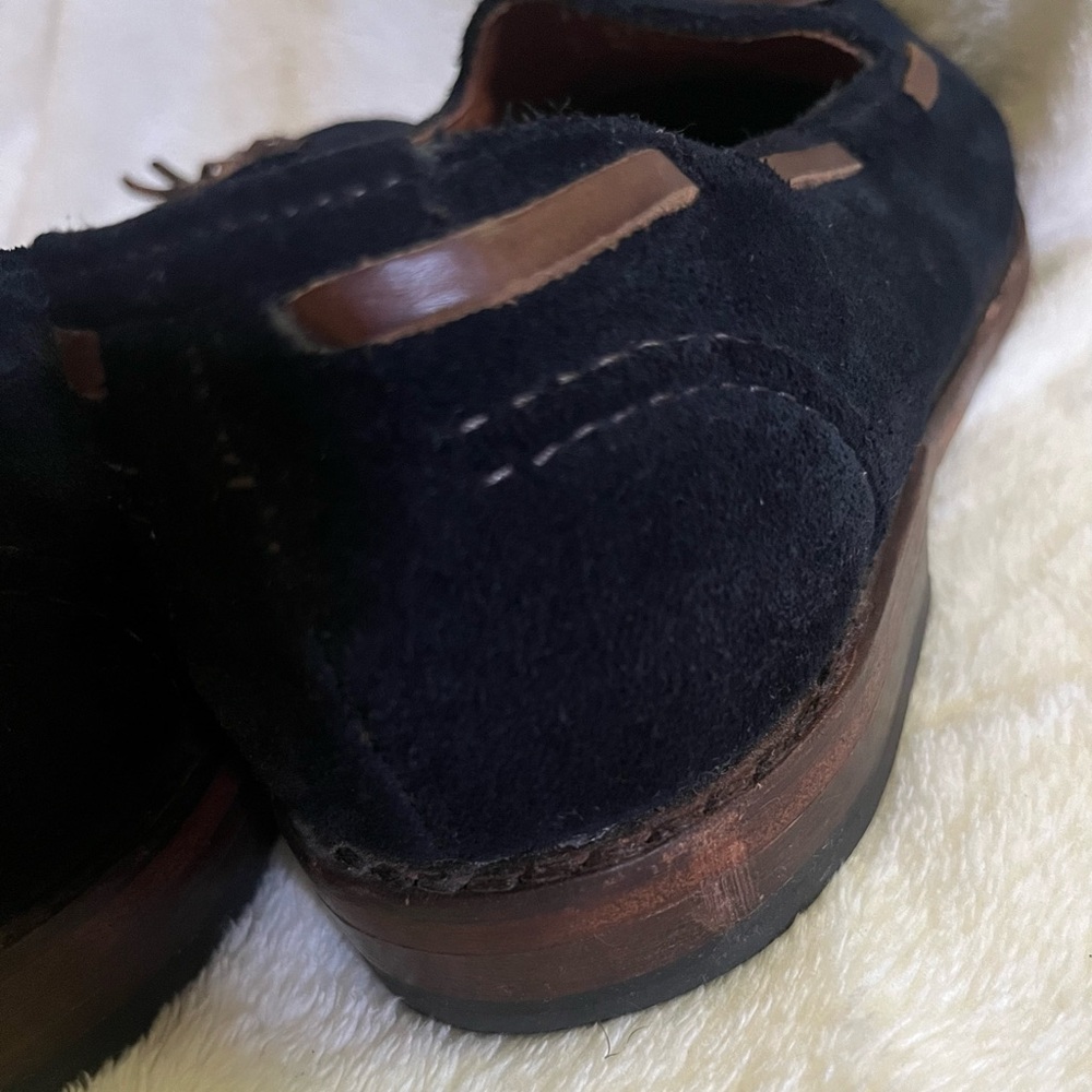 RARE MODEL | ALLEN EDMONDS 11E NAVY BLUE SUEDE ACHESON TASSEL LOAFER DRESS SHOES - Picture 7 of 13